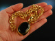 Around 1985! Statement necklace with big green pendant silver 925 gold plated