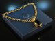 Around 1985! Statement necklace with big green pendant silver 925 gold plated