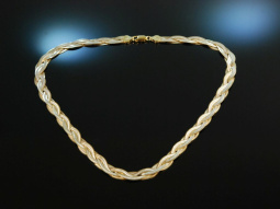 Around 1965! Vintage necklace in braided silver 925 gold...