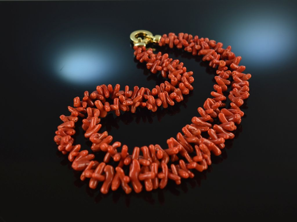 chmuck Collier Rote Korallen Silber 925 Halskette 