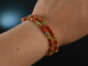 Fancy Coral! Armband 2reihig Silber 925 vergoldet Koralle Peridot Apatit