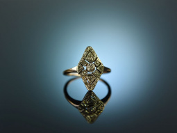 Um 1910! Feiner Kaiserzeit Maquise Ring Diamanten 0,25 ct...