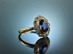 Wien um 1915! Klassischer feiner Verlobungs Ring Gold 585 Saphir Diamanten