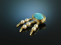 Around 1985! Beautiful Turquoise Pendant Gold 585...