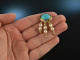 Around 1985! Beautiful Turquoise Pendant Gold 585 Diamonds Akoya Cultured Pearls