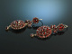 Vienna around 1870! Pretty Garnet Traditional Earrings Metal Gold Plated