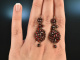 Vienna around 1870! Pretty Garnet Traditional Earrings Metal Gold Plated