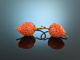 Cute Strawberries! Large italian coral strawberry earrings silver gilded handmade