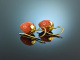 Cute Strawberries! Large italian coral strawberry earrings silver gilded handmade