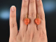 Cute Strawberries! Large italian coral strawberry earrings silver gilded handmade