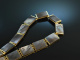 Around 1960! Cool vintage necklace silver 925 gold plated grey mother of pearl inlays