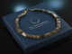 Around 1960! Cool vintage necklace silver 925 gold plated grey mother of pearl inlays