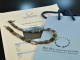 Around 1960! Cool vintage necklace silver 925 gold plated grey mother of pearl inlays