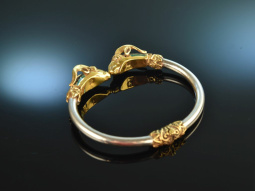 Around 1970! Chic Vintage Aries Bangle Silver 900 Gold...