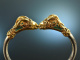 Around 1970! Chic Vintage Aries Bangle Silver 900 Gold Plated Enamel Bangle