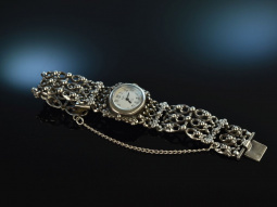 Um 1980! Sch&ouml;ne Trachten Armbanduhr um 1980 Silber 835 Handaufzug