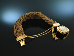 M&uuml;nchen um 1850! Seltenes Liebes Armband aus Haar Gold 585