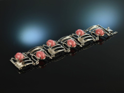 K&ouml;ln um 1965! Cooles gro&szlig;es Vintage Design Armband Silber 835 Rhodochrosit