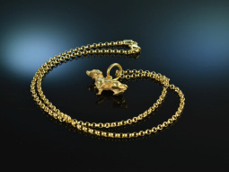 Munich around 1960! Dachshund Zamperl pendant with chain...