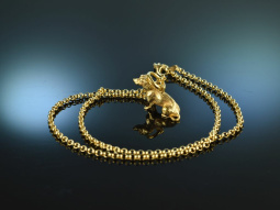 Munich around 1960! Dachshund Zamperl pendant with chain...