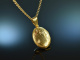 Around 1960! Pretty medallion pendant with chain silver 925 gold-plated