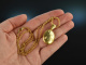 Around 1960! Pretty medallion pendant with chain silver 925 gold-plated