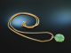 Um 1960! Sch&ouml;ner Jade Anh&auml;nger mit Fuchsschwanz Kette Gold 750 Silber vergoldet