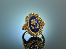 Rom 1988! Charmanter Ring Diamant Rosen Zieremail Gold 750