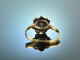Um 1900! Zarter B&ouml;hmischer Granat Ring Gold 333 Silber