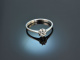 Um 1970! Zarter Diamant Solitär Verlobungs Ring Brillant 0,1 ct Weiss Gold 585