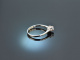 Um 1970! Zarter Diamant Solit&auml;r Verlobungs Ring Brillant 0,1 ct Weiss Gold 585
