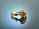 Um 1900! Zarter historischer Verlobungs Ring Rubin Diamanten Gold 585
