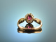 Um 1900! Zarter historischer Verlobungs Ring Rubin Diamanten Gold 585