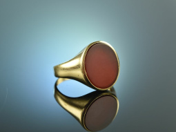 Around 1965! Stylish Vintage Crest Seal Ring Gold 585...