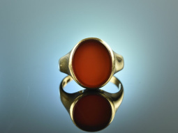 Around 1965! Stylish Vintage Crest Seal Ring Gold 585...