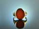 Around 1965! Stylish Vintage Crest Seal Ring Gold 585 Carnelian