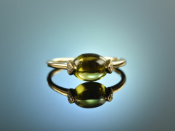 Pretty Green! Feiner Ring Peridot Diamanten Gelb Gold 750