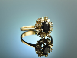 Um 1970! Eleganter Vintage Verlobungs Ring Saphir...