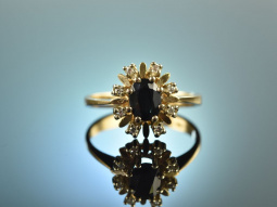 Um 1970! Eleganter Vintage Verlobungs Ring Saphir...
