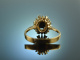 Around 1970! Elegant Vintage Engagement Ring Sapphire Diamonds Gold 585