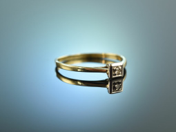 Tender Love! Sehr zarter Diamant Ring Gelb Gold 585 Platin um 1970