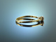 Tender Love! Sehr zarter Diamant Ring Gelb Gold 585 Platin um 1970