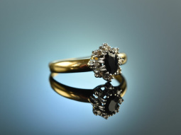 Um 1965! Eleganter Vintage Verlobungs Ring Saphir...