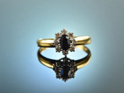 Um 1965! Eleganter Vintage Verlobungs Ring Saphir...