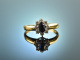 Um 1965! Eleganter Vintage Verlobungs Ring Saphir Diamanten Gold 750