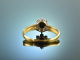 Around 1965! Elegant Vintage Engagement Ring Sapphire Diamonds Gold 750