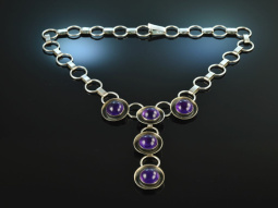 Georg Kramer um 1960! Sensationelles Vintage Design Collier Silber Amethyste signiert