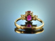 Edler Klassiker! Eleganter Rubin Brillant Ring Gold 750