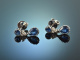 Meeresblau! Sch&ouml;ne Diamant Saphir Tropfen Ohrringe Wei&szlig; Gold 750
