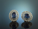 Edles Blau! Feinste Saphir Ohrringe Brillanten 0,74 ct Wei&szlig; Gold 750